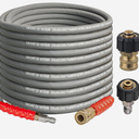 Hourleey Pressure Washer Hose 50FT, Kink Resistant High Tensile Wire Power Washer Hose, Rubber Wire Braided with 3/8" Quick Connect for Hot/Cold Water, 4000 PSI, Gray