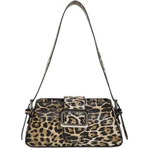 Leopard Print Shoulder Bag Cheetah Print Hobo Handbag Women Leather Vintage Clutch Handbag Purse (Khaki)