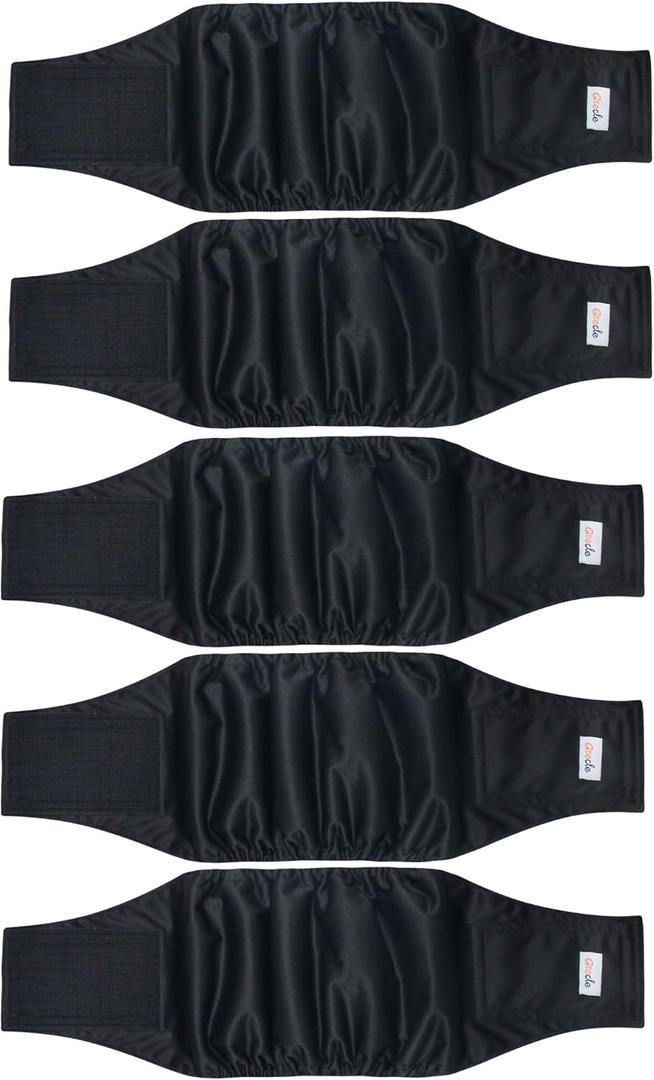 5 Pack Dog Diapers Male Reusable, Premium Belly Bands for Male Dogs, High Absorbing Dog Pee Wraps for Doggie in Incontinence or Excitable Urination and Training Black S