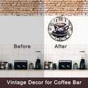 Vintage Coffee Sign Kitchen Wall Clock,Rustic Coffee Wall Clock Decor Battery Operated for Kitchen/Cafes/Dining Room/Home(12 Inch)