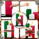 Thyle 3 Pcs Large Wooden Christmas Table Centerpiece Decorations, 15.7'' 12.6'' 9.8'' 3 Sizes Wooden Candle with Velvet Bows Farmhouse Wood Sign Decor for Home Office Crafts Table Fireplace Mantle