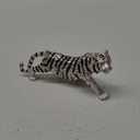 QIFU Hand Painted silver Tiger Figurine Enamel Trinket Box Hinged, Unique Gift for Family