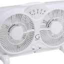 Genesis Twin Fan High Velocity Reversible AirFlow Fan, LED Indicator Lights Adjustable Thermostat & Max Cool Technology, ETL Certified, White (A1WINDOWFAN)