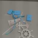 Seeloowy 3 Pcs Summer Nautical Wood Table Decor Anchor, Lighthouse, Ship Wheel Standing Centerpiece Rustic Coastal Farmhouse Beach Ocean Table Topper Sign for Home Kitchen Party