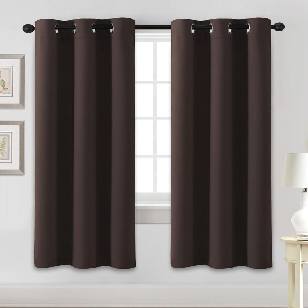 H.VERSAILTEX Blackout Curtains for Bedroom Thermal Insulated Room Darkening Living Room Curtains 72 Inch Long Grommet Privacy Protection Window Curtain Panels/Drapes, 2 Panels, Chocolate Brown