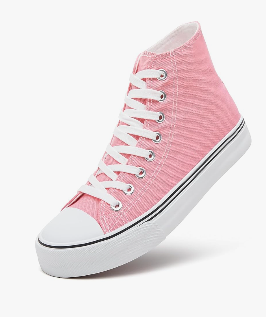 Womens High Top Canvas Sneakers,Lace-up Canvas Shoes,Casual Tennis Walking Shoes, Size 6,5
