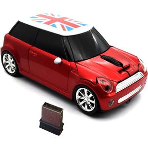 Wireless Car Mouse, Super Cute Car Shaped Mouse USB Computer Optical Gaming Mice with Mini Receiver for PC Notebook Window