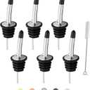 WAFJAMF 6 Pcs Pour Spouts Set, Stainless Steel Bottle Pourers with Rubber Dust Caps, for Pours Liquid, Olive Oil, Vinegar (Silver)