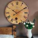 Rustic Large Wall Clock Silent Battery Operated for Farmhouse Livingroom,24 Inch Vintage Wall Clock Non-Ticking for Kitchen Bedroom Home School (Retro Roman Numerals)