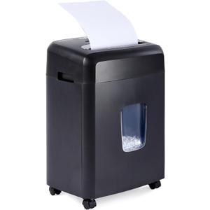 Amazon Basics 12 Sheet High Security Micro Cut Paper, Credit Card and CD Shredder with 6 Gallon Easy Emptying Bin, Casters, Black