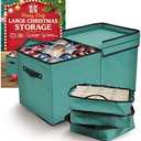 Cheer Premium Christmas Ornament Storage with 8 Tray – Christmas Storage Container with Dividers Perfect for Holiday Decorations– Fits 128 Holiday Ornaments – Tear-Proof Fabric