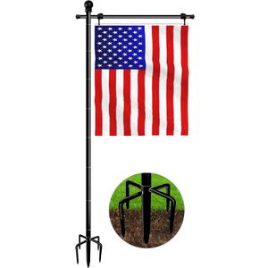 Koutemie 10FT Garden Flag Pole Stand with 5 Prong Base for 3x5 American Flags, Adjustable Heavy Duty Outdoor Flagpole Holder Kit for Yard Decoration, 1 Pack (10 FT for Garden Lawn)