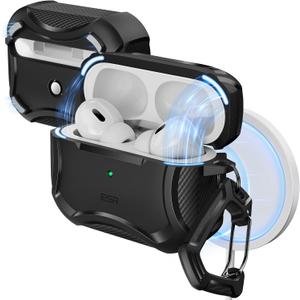 ESR for AirPods Pro 2 Case, Compatible with Airpods Pro Case 2nd / 1st Generation (2023/2022/2019), Compatible with MagSafe, Powerful Drop Protection, Magnetic Lid, Black