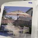 10FT Solar Umbrella 32 LED Lighted Patio Umbrella Table Market Umbrella w/Tilt and Crank, UV-Resistant Outdoor Umbrella for Pool, Garden, Deck, Lake Blue