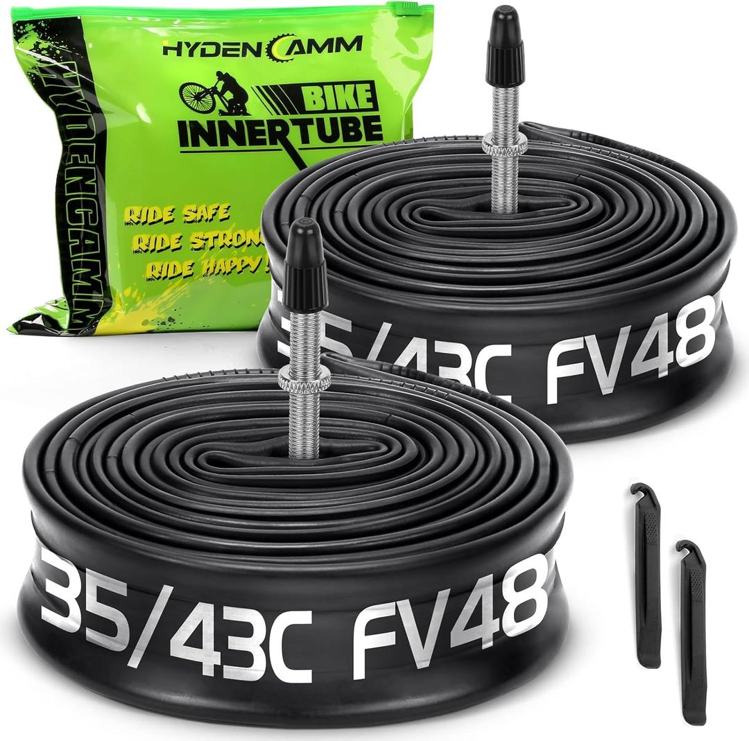 2 Pack 700x35C-43C AV48/AV32/FV48mm 700c Bike Tube, Butyl 700C Road Bike Tube with 2 Tire Levers, 700c Bicycle Tube Compatible with 700 x 35C 700x38C 700x40C 700x42C 700x43c Inner Tube