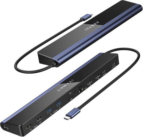 iVANKY Laptop Docking Station Dual Monitor 4K@60Hz, 12-in-1 USB C Dock 2*HDMI 3.0, 6*USB, 85W PD, SD/TF, Ethernet Thunderbolt 3/4 Hub for HP, Lenovo, Dell, ASUS, Surface, etc.