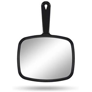PROTECLE Hand Mirror, 10.3" L x 7.4" W Salon Barber Hairdressing Handheld Mirror with Handle, Square Black