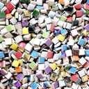 200 Pieces Square Mosaic Tiles for Crafts Bulk, Ceramic Mosaic Pieces 16 Colors Ceramic Mosaic Tile, 12mm Stained Mosaic Ceramic Tiles for Mosaic Projects Home Decor - Dark Blue Mosaic Tiles