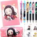 Anime Devil Merchandise Gift Set, Adorable Anime Stationery Set, Contains Spiral Notebook, Stationery Pouch, Gel Pens, Multicoloured Pens, Bracelet, Gift Box