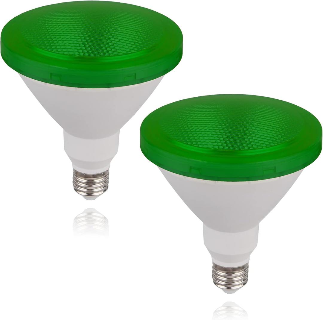 Par38 Green Light Bulb - 15W (100Watt Equivalent) - E26 Green Flood Lights 2 Pack, Party Decoration, Porch, Home Lighting, Holiday Lighting, Halloween, LED Light Bulb Outdoor Indoor