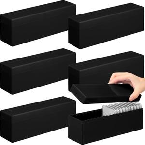Wenqik 6 Pcs Plastic Coin Storage Box Case with 20 Slab Coin Holders - Collection Box for Collectors, Home, Office, Bank Supplies(Black)