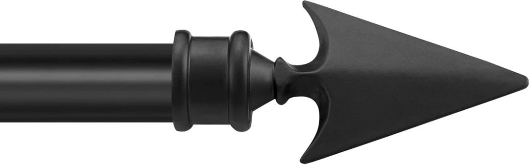 Deco Essential Adjustable Black Curtain Rods for Windows 66 to 120 Inch Extendable Drapery Rods with Flat Arrow Finials & Brackets Set, 3/4 Inch
