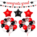 KatchOn, Red and Black Graduation Decorations 2025 - Pack Of 37 | Giant 40 Inch, 2025 Black balloons, Congrats Grad Banner for Graduation Decorations Class of 2025 | 2025 Graduation Party Decorations