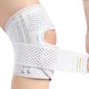 Galvaran Knee Brace for Women & Men with Side Stabilizers Upgraded for Meniscus Tear, ACL, MCL Arthritis Knee Pain Relief, Adjustable Breathable Injury Recovery Knee Support, White - Left Large