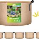 iPower 5 Pack 15 Gallon Tan Grow Bags, Garden Planting Nonwoven Fabric Pots with Reinforced Handle, Heavy Duty and Aeration Planter Pot for Tomato, Fruits, Vegetables and Flowers