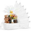 Succwoah 8 Pack Small Woven Baskets with Gift Bags & Ribbons & Cards, Cotton Rope Durable Storage with Handles 12"x8"x5" Empty Gift Baskets for Mother's Day Birthday Baby Shower Organizer (White)