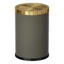 2.4 Gallon Bathroom Trash Can with Lid, Pu Leather Modern Garbage Can, Round Decorative Waste Basket, for Near Desk, Powder, Bedroom, Hotel, Office, Home (9L-Checked Grey)