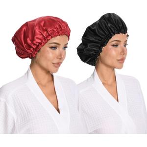 Silk Bonnet for Sleeping 2-Pack, Double Sided Adjustable Satin Cap for Curly Hair Women Men Unisex