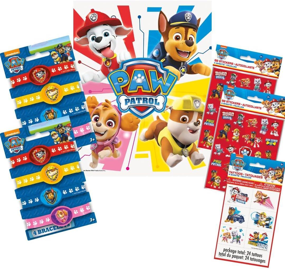 Paw Patrol Loot Bag Bundle - Party Favors for 8! Loot Bags, Tattoos, Stickers & Bracelets