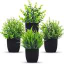 Der Rose 4 Pack Fake Plants Small Artificial Mini Faux Plants Indoor Black Bathroom Accessories for Room Home Office Shelf Decor