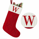 Senneny Christmas Stockings with Initials, 20 Large Embroidered Monogram Knitted Stockings for Family, Kids, Xmas Holiday Party Gifts & Decoration for Fireplace, Letter W