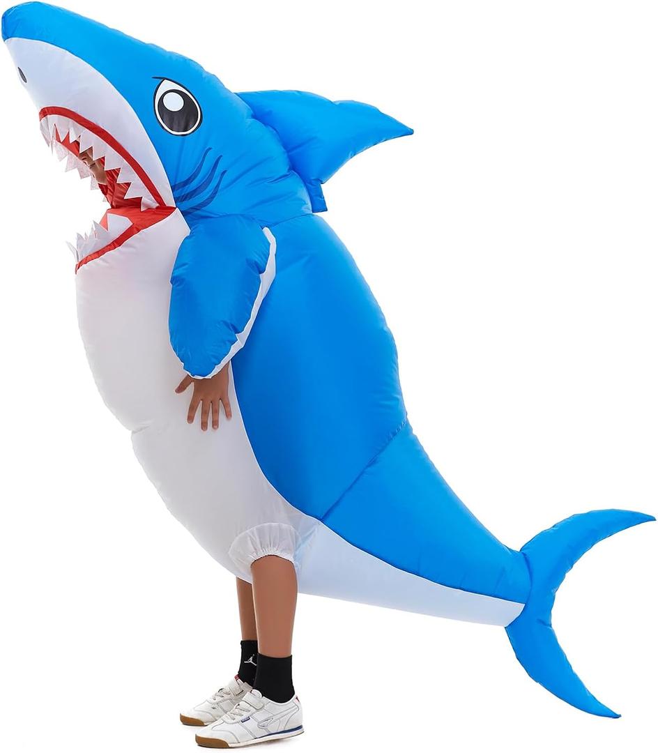 HSCTEK Child Inflatable Shark Costume (Mediun, Blue)