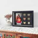 Championship Ring Display Case,6 Baseball Ring Holder,Ring Display case,Ring Display,Ring Case,Ring Holder Display,with 4X6 Photo Frame,,12.6x9.2 Solid Wood Frame Shadow Box, Glass Door. Black.