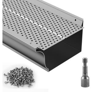 VEVOR Gutter Guard, 6 inch Width, Aluminum Leaf Filter DIY Gutter Cover, 26 PCS 104 ft Total Length, 0.157'' Hole Diameter & 0.02'' Thick Fits Any Roof or Gutter Type