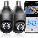 Light Bulb Security Camera 5G WiFi 2K Light Socket Security Cameras Wireless Outdoor EseeCloud, 360 Screw in Sight Bulb Motion Detection Siren Alarm Lightbulb Camera 2-Way Audio Color Night Vision