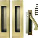 Pocket Door Hardware and Edge Pull,Stainless Steel Pocket Door Handles Latch,Recessed Finger Flush Pulls,for Closet,Sliding,Barn Door (Antique Brass, 6Inch)