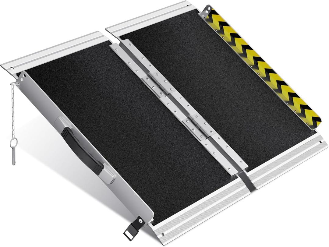 VNN Portable Wheelchair Ramp 2FT, Non-Slip Aluminum Folding Handicap Ramp, Door Threshold Wheelchair Ramps for Home, Wheel Chair Ramp for Home Steps