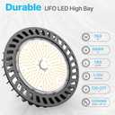 HYPERLITE LED High Bay Lights 150W 21,750lm 5000K 1-10V Dimmable UFO Led High Bay Light UL Listed 5' Cable High Bay Led Lights Alternative to 650W MH/HPS for Gym Factory Warehouse 4-Pack