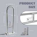 30.3 Inch Toilet Grab Bar, HUAS Brushed Nickel Anti Slip Bathroom Toilet Safety Rails, U Shaped Flip-Up Handicap Grab Bars w/Paper Holder, Stainless Steel Support Handrail for Elderly Disabled Senior