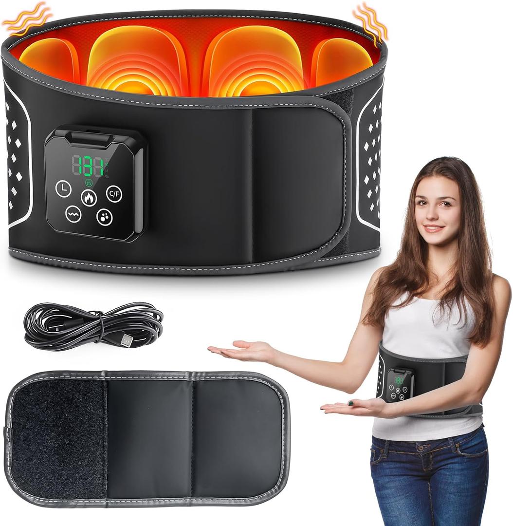 Lower Back Massager with Heat,Heating Pad for Back with Auto-Inflatable Massager,Cordless Back Massager with 3 Vibration and 4 Heat,Portable Heated Pads for Lower Back Relief,Gift for Women Men Family