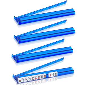Mahjong All-in-One Tile Rack & Pusher, Deep Blue Acrylic Mahjong Rack and Pusher Combo, Modern American Mahjong Tile Racks, Set of 4