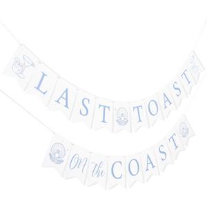 Last Toast On The Coast Banner - Coastal Bachelorette Party Decorations,Coastal Bridal Shower Decor Banner Sign,Seashells And Wedding Bells Garland (Last Toast banner)