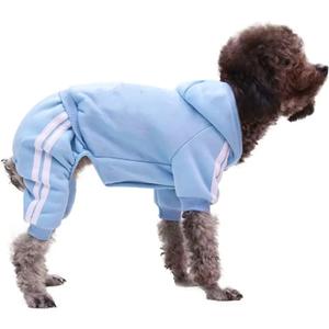 Puppy Dog Hoodie - Small/Medium Dog & Cat Apparel - Fleece Sweater & Jumpsuit - Winter Clothes (Large, Blue), 13.2 - 16.2 lb