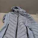 Reebok Womens Puffer Jacket - Midweight Quilted Snow Glacier Shield Full Zip Winter Coat for Women with Hood & Zip Pockets (Blue, S)
