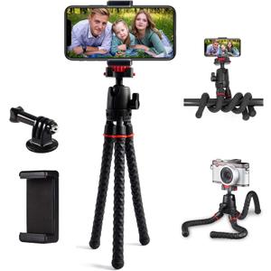 LINKCOOL 360 Rotation Flexible Octopus Tripod for iPhone/Smartphone/IPad/DSLR/Sports Action Camera, with Bluetooth Wireless Remote Shutter (Black)
