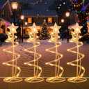 HEISOK Spiral Christmas Tree Pathway Lights 4 Pack - Warm White Spiral Lighted Christmas Lights Waterproof - Plug in Collapsible Pathway Light for Outdoor Indoor Christmas Yard Decorations